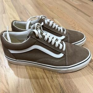 Vans Brown Suede Low-Top Sneakers with White Side Stripe